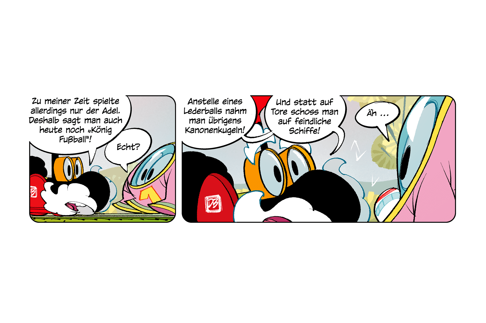 Comicfiguren Opa Adler kennt die Fußballgeschichte