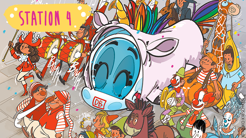 Station 4: Ida geht durch den Karneval in Köln.