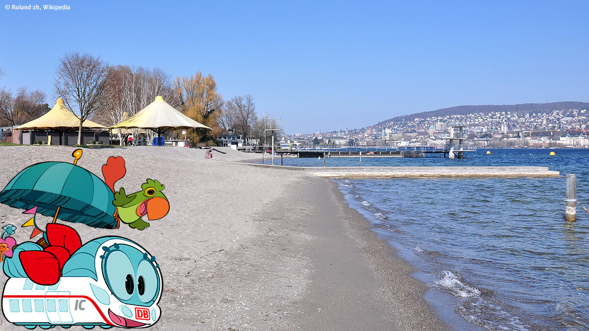 Ida besucht das Strandbad Mythenquai in Zürich.