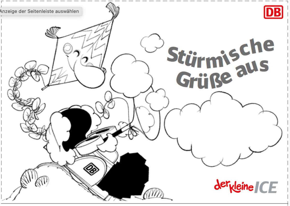 Stürmische Karte mit Opa Adler und seinem Drachen