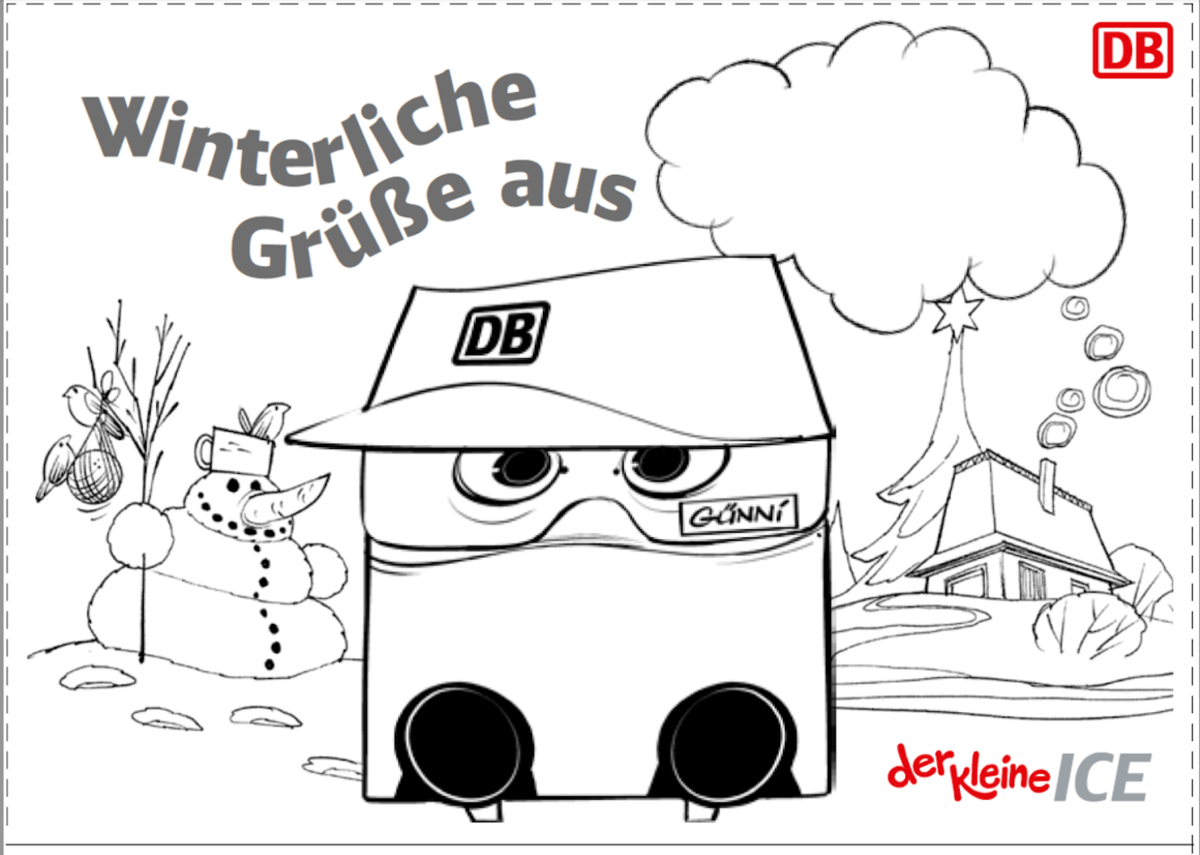 Karte Wintergrüße mit Günni Güterzug