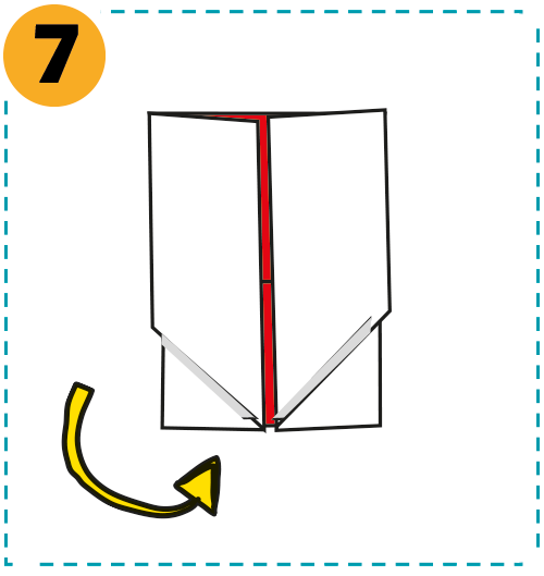 7. Mache das unten links genauso. Jetzt schaut links und rechts je ein Dreieck heraus.