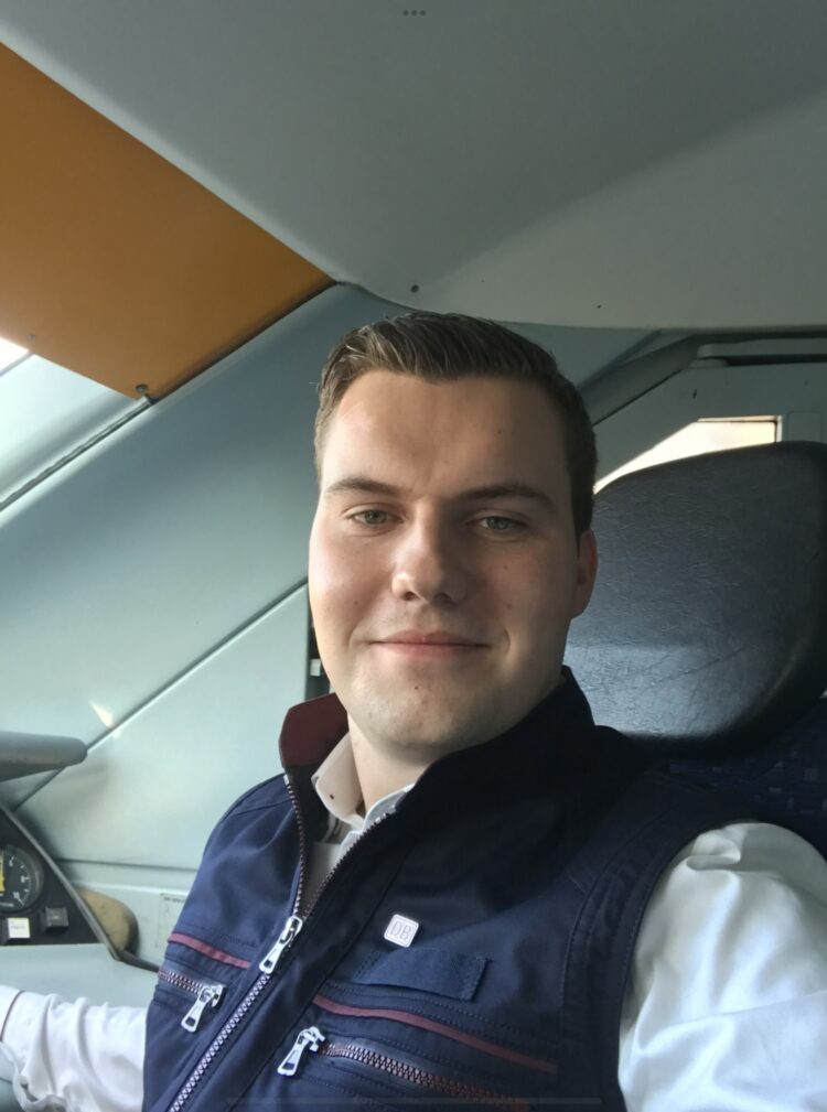 Lutz in seiner Kabine