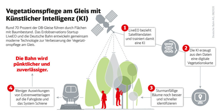 Infografik zur Vegetationspflege mithilfe von KI und Satelliten