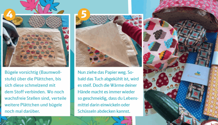 Bastelanleitung Bild 1 von 3 Bienenwachstuch, fertig ist der Ersatz für Frischhaltefolien