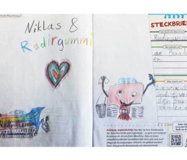 Radirgummi, wischt Graffiti von den Bahnhofwänden weg