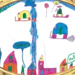 Ava, 7 Jahre Bei Stau kommen fliegende Besen der Bahn und transportieren die Autos, Menschen und Roboter zum Zielort.