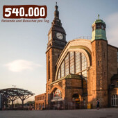 Der Hamburger Hauptbahnhof zählt täglich 540.000 Reisende und Besucherinnen und Besucher.