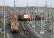 Offene Güterwagen zum Transport von Baumstämme